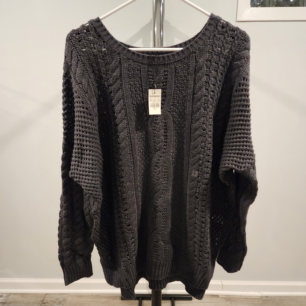 Express Gray Cable Knit Sweater